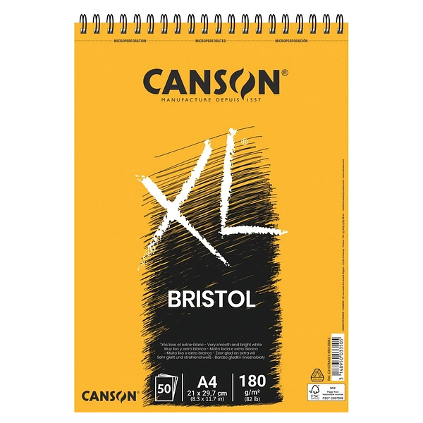 Croquera de Dibujo Canson XL Bristol A4, 180gr, 50 hojas.